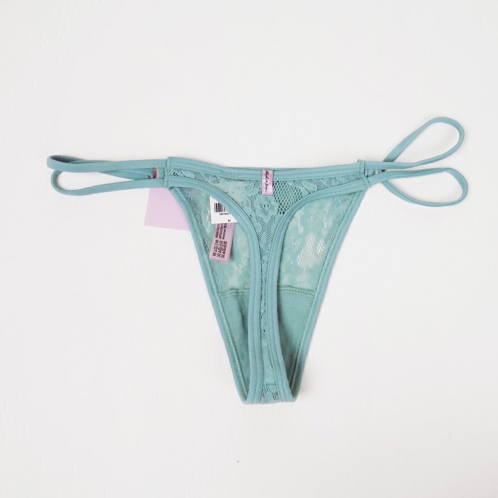 nwt VS PINK lace mesh floral thong blush love - Picture 3 of 4
